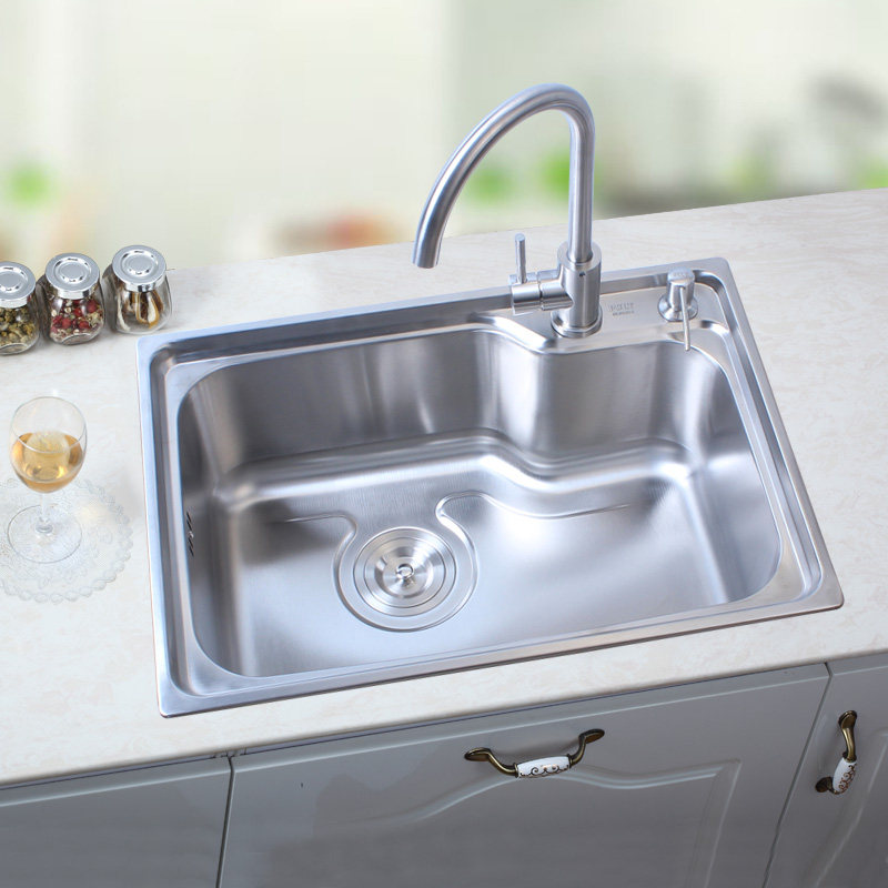 极速厨房304不锈钢水槽大单槽套餐 一体K成型洗碗池拉丝水斗加厚,家装主材,水槽套餐,淘宝优惠券,粉丝福利购,淘宝优惠卷
