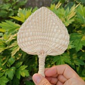 极速精编纯手工蒲扇子手摇扇迷z你宝宝扇夏季 纳凉驱蚊草编桃心扇