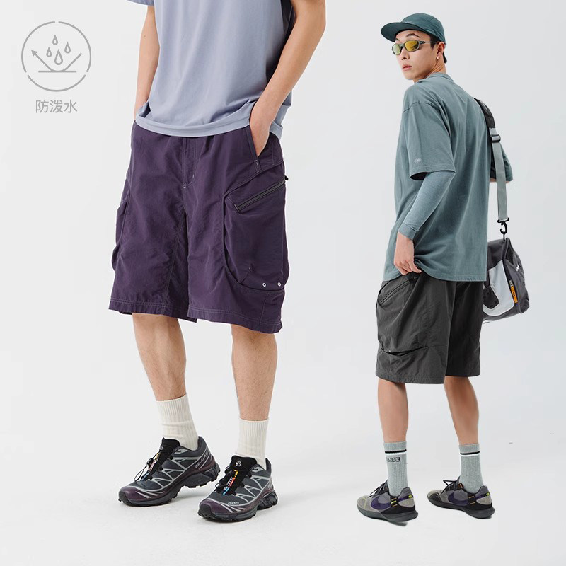 蓝岐立体口袋工装休闲五分裤子男夏季新款户外运动防泼水直筒短裤