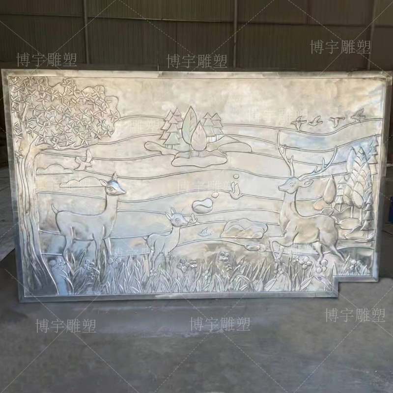 速发铜浮雕苍小路壁画背景墙锻铜瑞兽动物雕塑浮雕画紫铜黄铜装饰图片