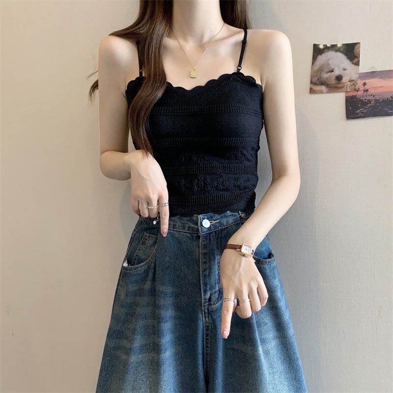 新品大码蕾丝小吊带背心女夏季带胸垫G美背外穿设计感纯欲内搭上