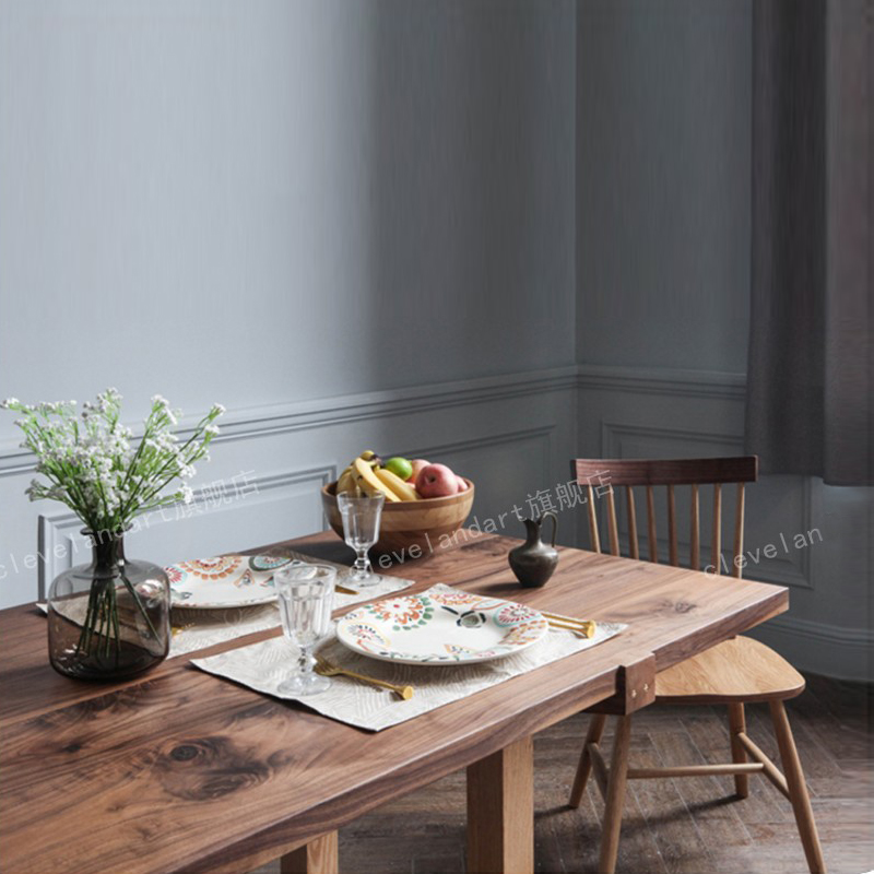 极速北美黑胡桃木餐桌北欧实x木桌子长方形大板会议桌日式原木桌