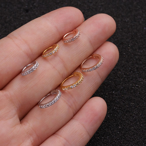 极速2PC 6/8/10mm Cz Nose Hoop Helix CarJtilage Earring Daith