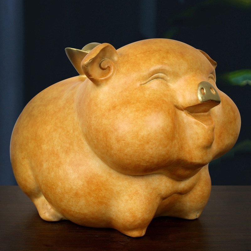 极速铜猪摆件可爱猪家居装饰品客厅酒柜玄关装饰品W工艺礼品摆饰