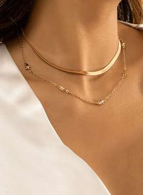 极速Jewelry hip hop doruble-layer star chain simple clavicle