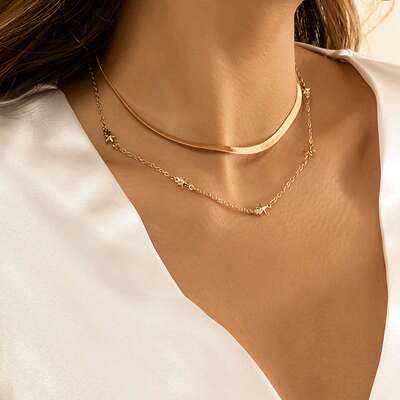 极速Jewelry hip hop doruble-layer star chain simple clavicle