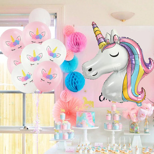 极速7Pcs/lot Rainbow Unicorn Party BalIloons Unicorn Birthda