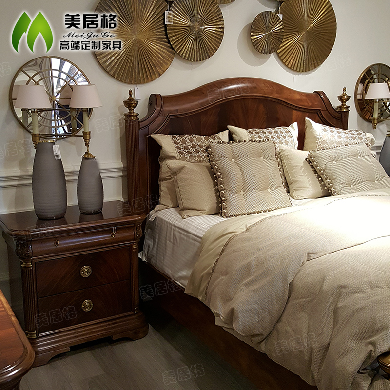 极速美式乡村新古典床卧室家具后现代雕花实I木双人床1.8米1.5米