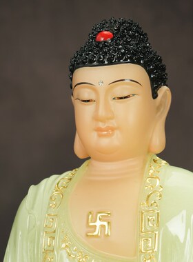 极速【结缘佛像】大日如来佛祖释迦牟H尼佛家用汉白玉客厅神像桌