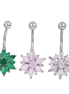 极速1PCS Zircon Sexny Long Belly Ring Cute Heart Navel Pierc