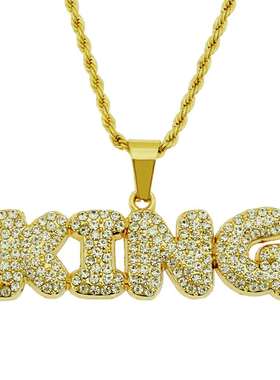 极速Hip-hop mens diamosnd letter king pendant necklace pend