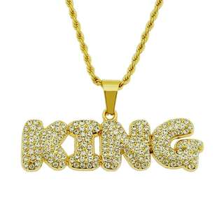 极速Hip-hop mens diamosnd letter king pendant necklace pend
