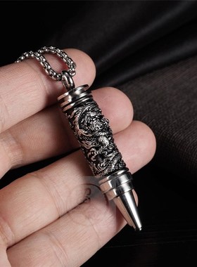 极速。Fashion hip hop menvs bullet titanium steel necklace