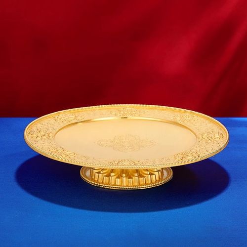 极速S99c0纯银镀金托盘八吉祥曼扎托盘供曼茶单底盘托盘供盘中小