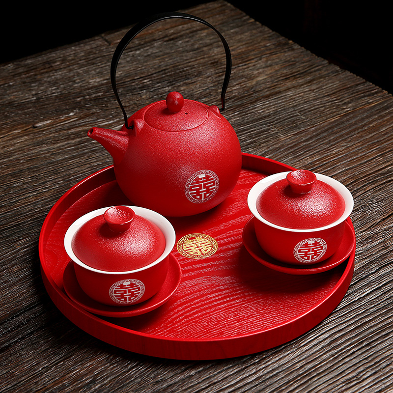 极速结婚敬茶杯茶壶红色茶u杯茶具婚庆用品改口杯新婚送礼礼品伴