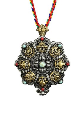 极速花丝八吉祥噶乌可打开项链y吊坠嘎乌盒毛衣链女大可打开项链