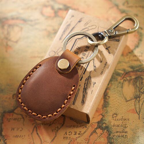 极速Vintage Leather Access Card Holder KKeychain Round Water