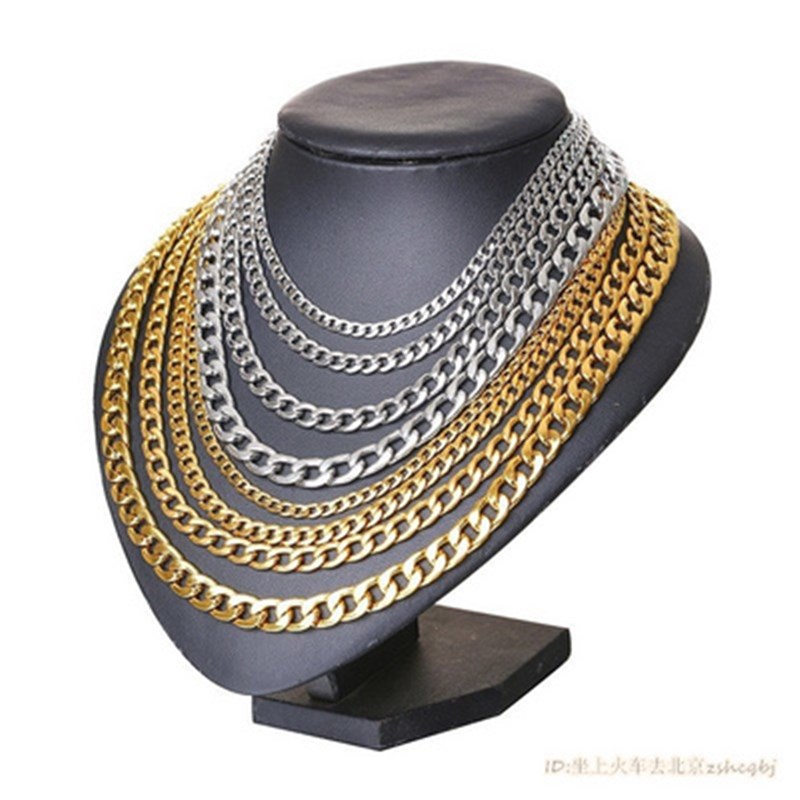速发Men Round Cuban Link Chain Necklace Gold  Hiphop Boy Jew
