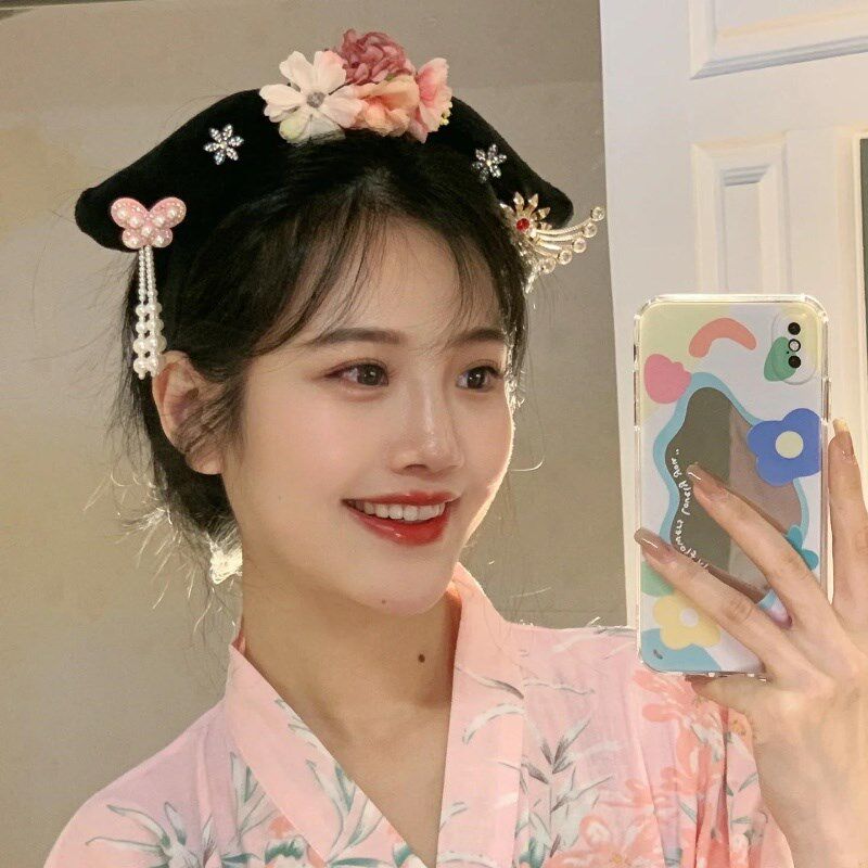 极速宫廷格格发箍皇后贵妃t头箍大人小孩复古头饰流苏蝴蝶结发夹