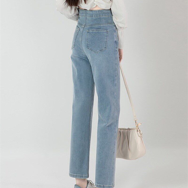 新品孕妇裤子f春秋装外穿黑色直筒牛仔裤小个子秋冬季加绒九分微