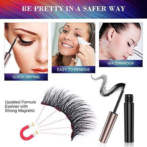 新品Magbnetic Eyelashes with Eyeliner kit  Natural Look Stro