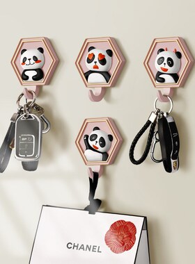 极速北欧ains风入户玄关门后挂钩挂衣架免打孔创意熊猫治愈系装饰