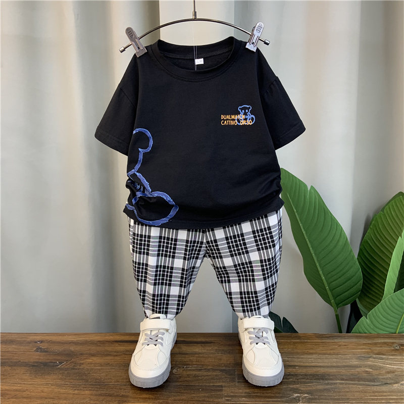 极速男童夏装套装20o21新款洋气宝宝短袖帅气衣服潮儿童网红时髦