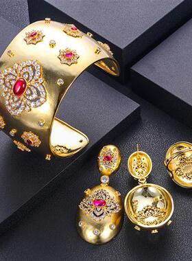 极速Janekelly Bling Sequins Luxury Africa Dubai JewWelry Set
