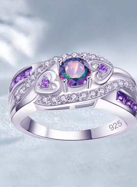 极速Luxurye Rings for Women Natural Gem Cut Square Amethyst