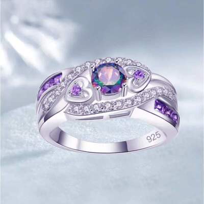 极速Luxurye Rings for Women Natural Gem Cut Square Amethyst