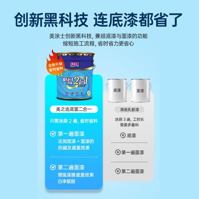速发家用乳胶漆美之选净味皓白底面二合一自刷白色内墙漆涂