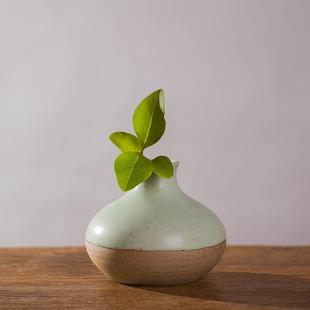 青物烧陶瓷茶席摆件古色古香创意小花插花瓶现流行茶道小花插