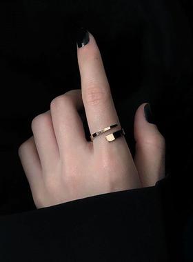 玫瑰金开口戒指女日式轻奢纯银小众设计冷淡风高级精致素圈ins潮