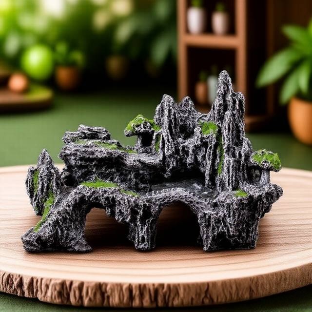 真石头【鱼缸造景假山】鱼缸造景套餐创意装饰躲避屋景观石布景