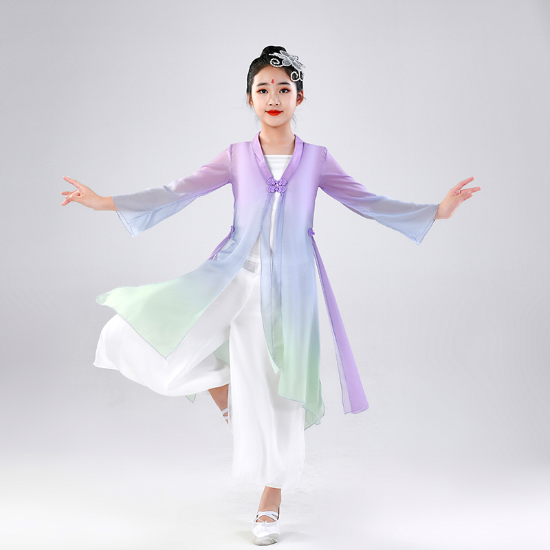 速发儿童古典舞练功服纱衣身韵中国风演出服扇子舞国风舞蹈演出服