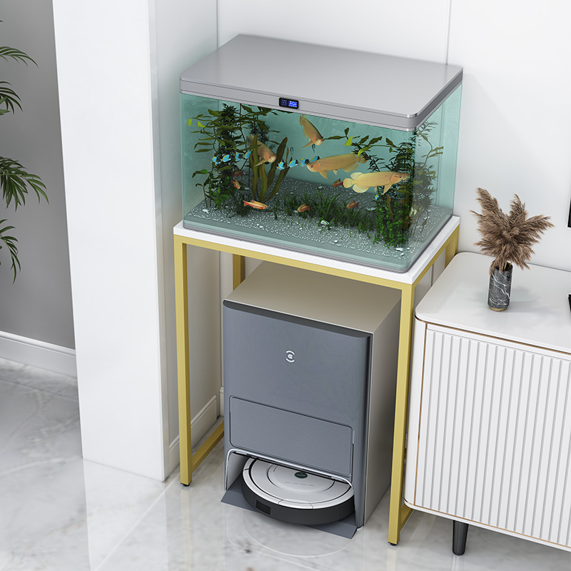 速发铁艺鱼缸架纳物架客厅拖扫地收置饮桌子沙发边几小水机架子