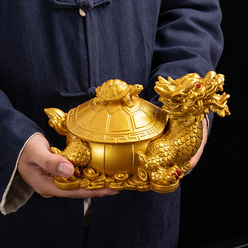 网红创意中式仿古 树脂烟灰缸大码带盖 家用客厅商用招财进宝烟缸