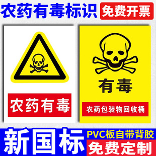 农资店标识牌农药有毒安全操作警示牌农药农资公司包装回收桶标签当心中毒禁止饮食危险温馨定制PVC标志牌