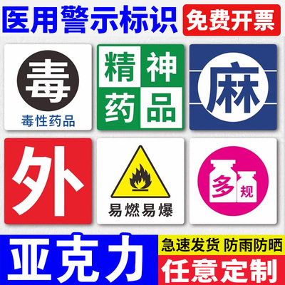医用警示标识牌高危药品管理警示标签贴毒性药品精神麻醉孕妇禁用处方药提示牌医院诊所定制亚克力提示标志牌
