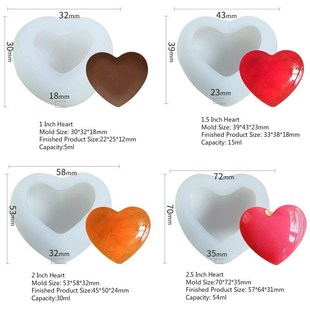 Silicone 3.5 1pcs Love Mold 极速1 Candle Cardioid Ingch