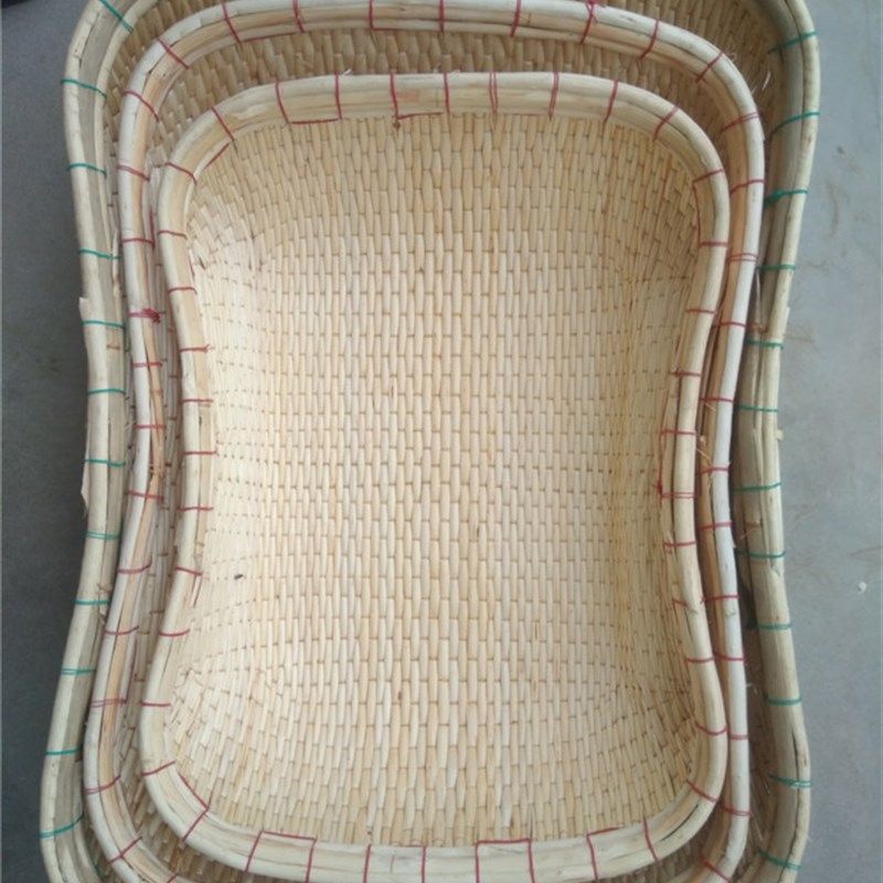 极速长方形e大小号柳编笸箩簸箕手工柳条编织白红干果炒货收纳筐
