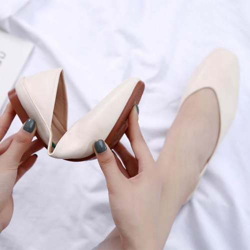 极速香港平底e单鞋女2021春款韩版百搭浅口奶奶鞋一脚蹬软底豆豆