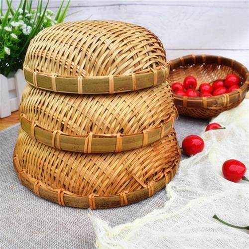 极速竹编簸箕g竹果盘纯手工烟熏竹筲箕竹制品竹编菜篮收纳筐装饰