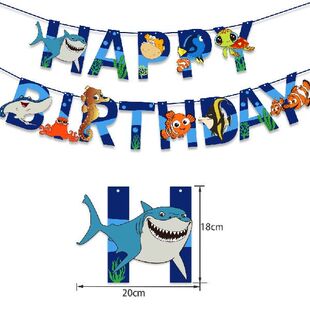极速Blue Ocegan Birthday Party Decorations Shark Whale Dolph