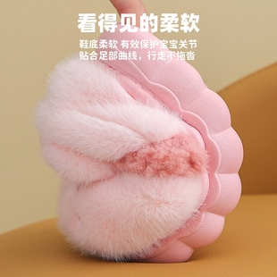 家居防滑宝T宝棉拖加绒保暖 女童女孩冬季 极速儿童棉拖鞋 2023新款