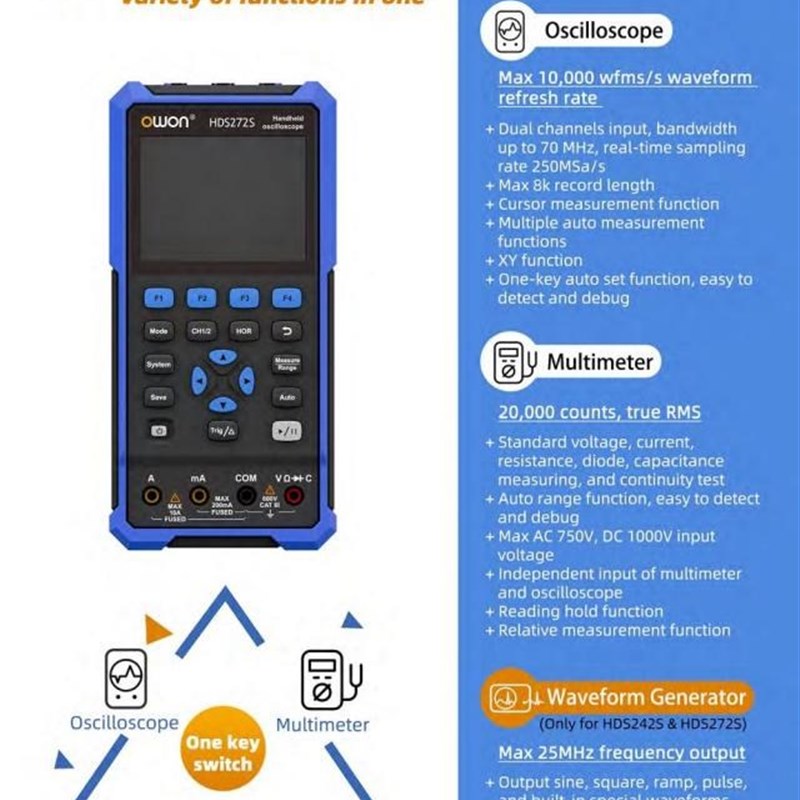 极速HDS200 Handheld Oqscilloscope Multiumeter 20000 Counts O