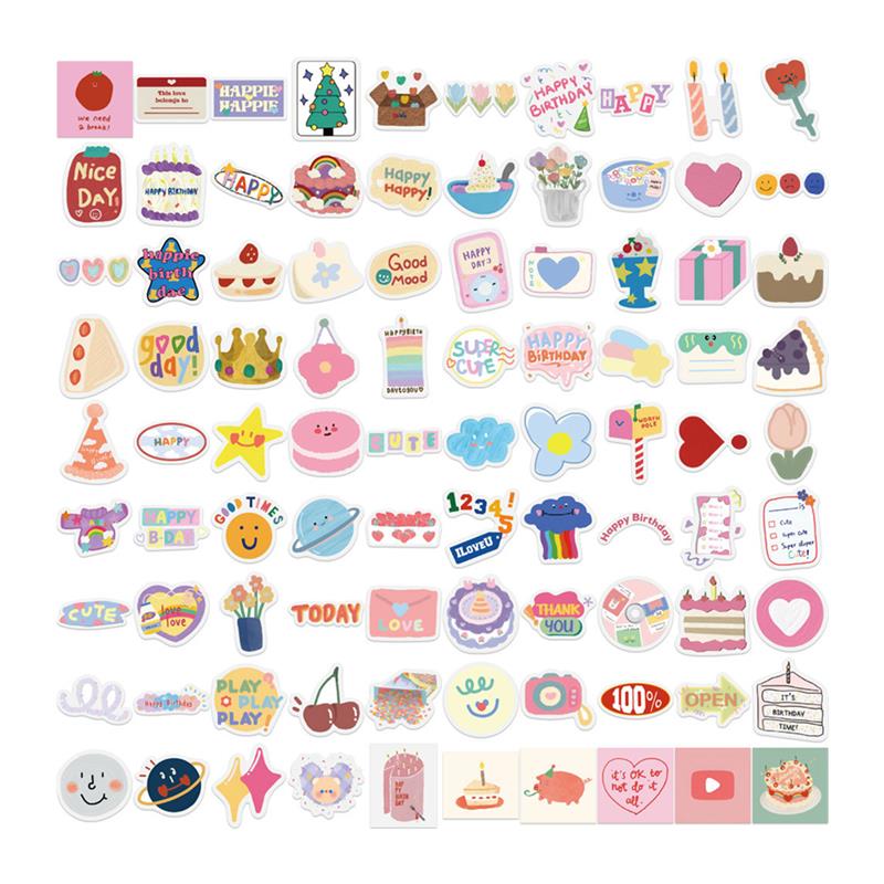 极速2023新款90张生日祝福语涂鸦贴纸装饰行李箱吉他记本.DIY防水