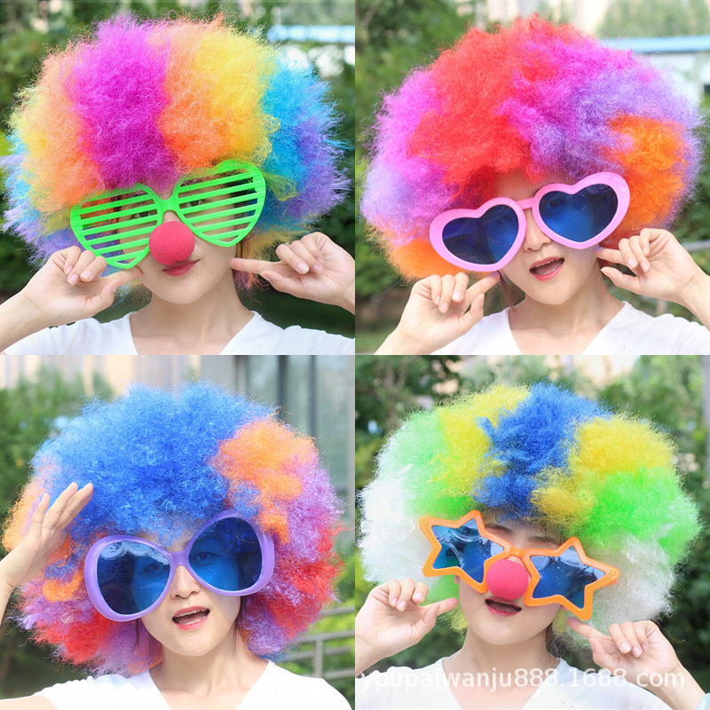 极速Colorful wig masquerade headpieceG wig set colorful hair