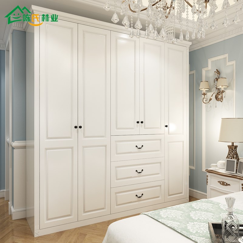 极速美式实木衣柜k白色衣橱欧式田园整体开门移门卧室衣柜定制四