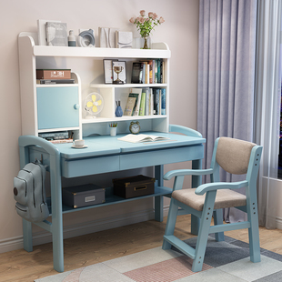 速发习升降实木书桌儿童学可桌家桌卧室中小学生初中生写字用椅子